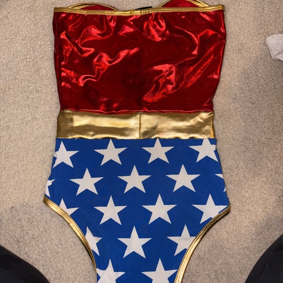 Frederick's of Hollywood Red and Gold Bodysuit - Picture 3 of 4